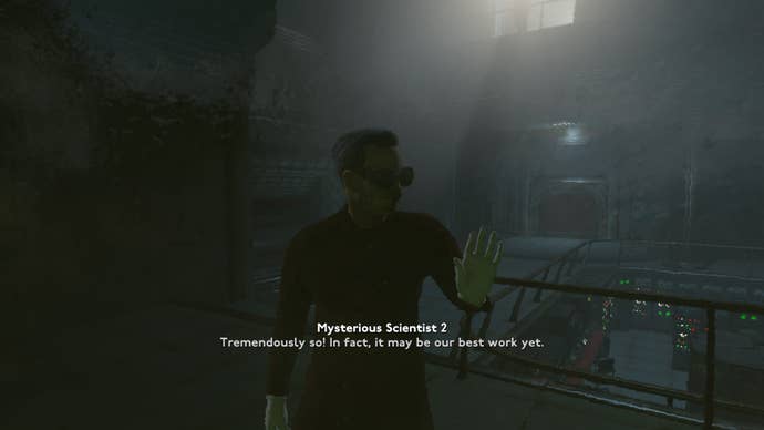 Mysterious Scientist 2 comments on an experiment, the player, at the beginning of Fallout 4 mod, Fallout London