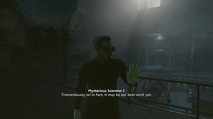 Mysterious Scientist 2 comments on an experiment, the player, at the beginning of Fallout 4 mod, Fallout London