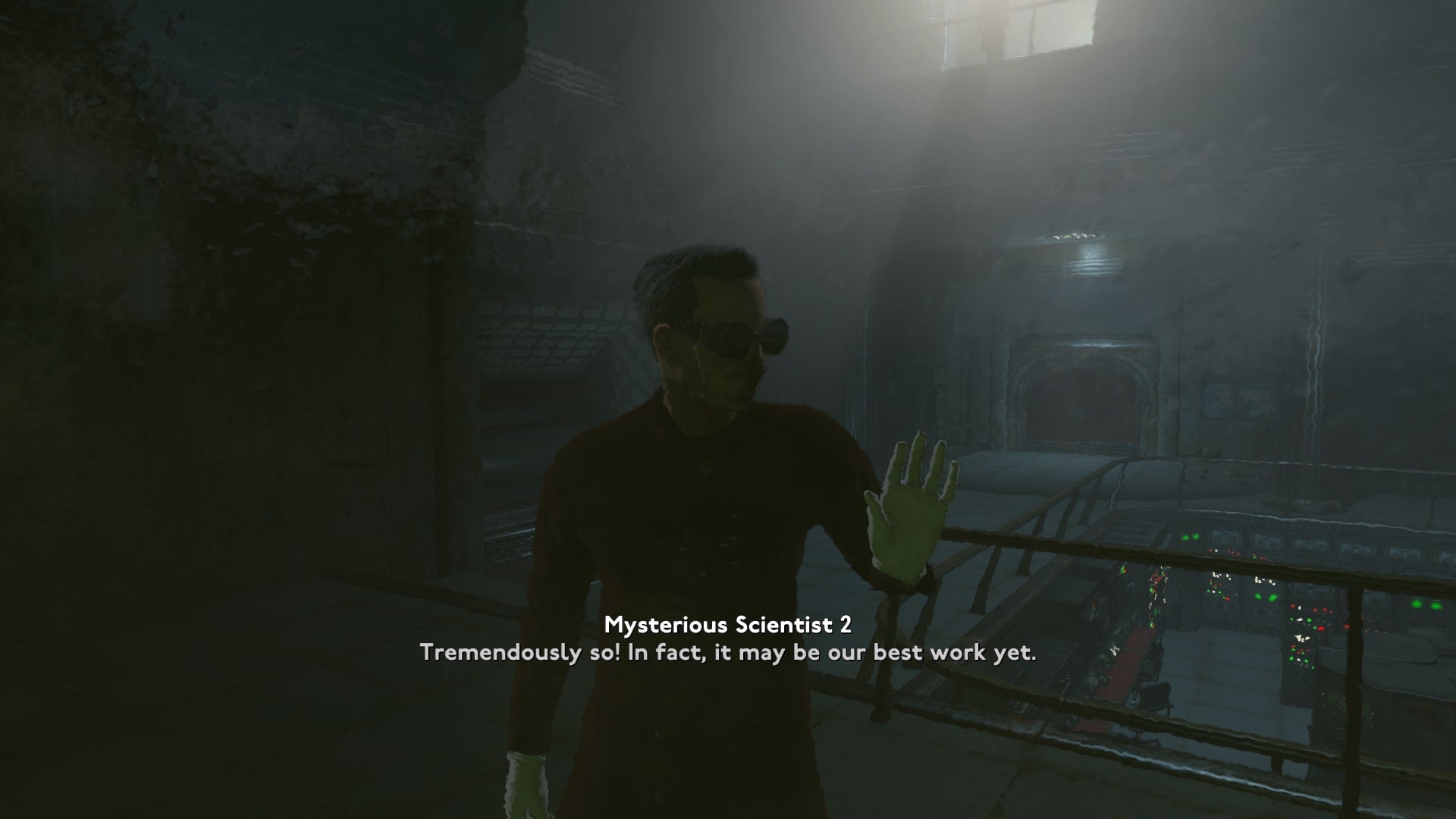 Mysterious Scientist 2 comments on an experiment, the player, at the beginning of Fallout 4 mod, Fallout London - 1