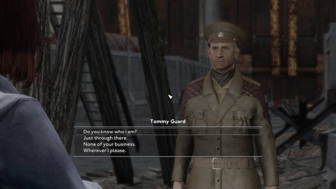 The player speaks with a Tommy Guard in Fallout 4 mod, Fallout London