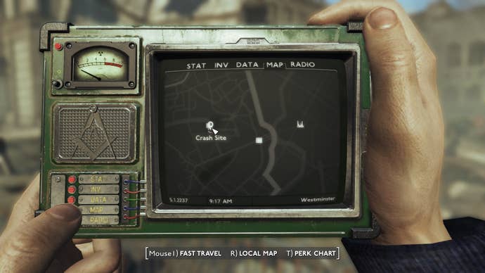 The location of the Crash Site in Westminster is marked on the map in Fallout 4 mod, Fallout London