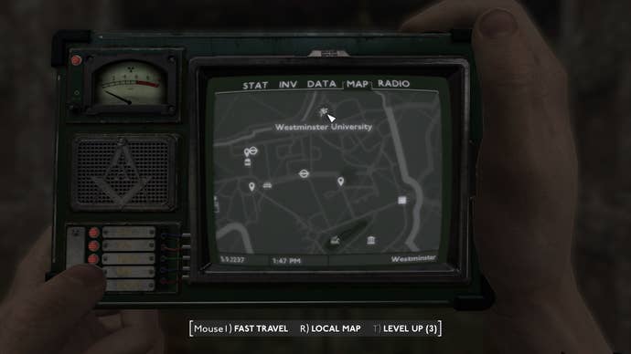 The location of Westminster University is marked on the map in Fallout 4 mod, Fallout London
