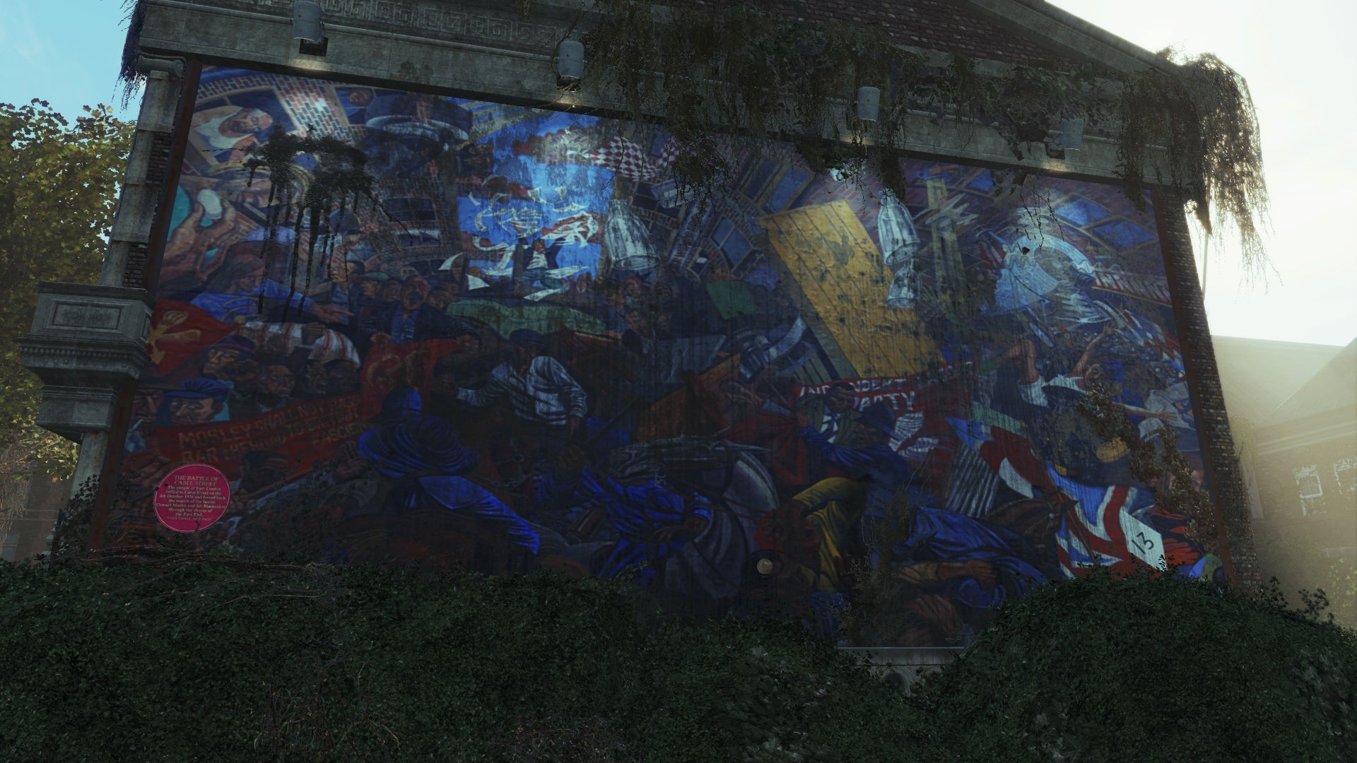 The mural commemorating the Battle of Cable Street in Fallout: London. - 4