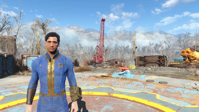 Emerging from Vault 111 in Fallout 4.