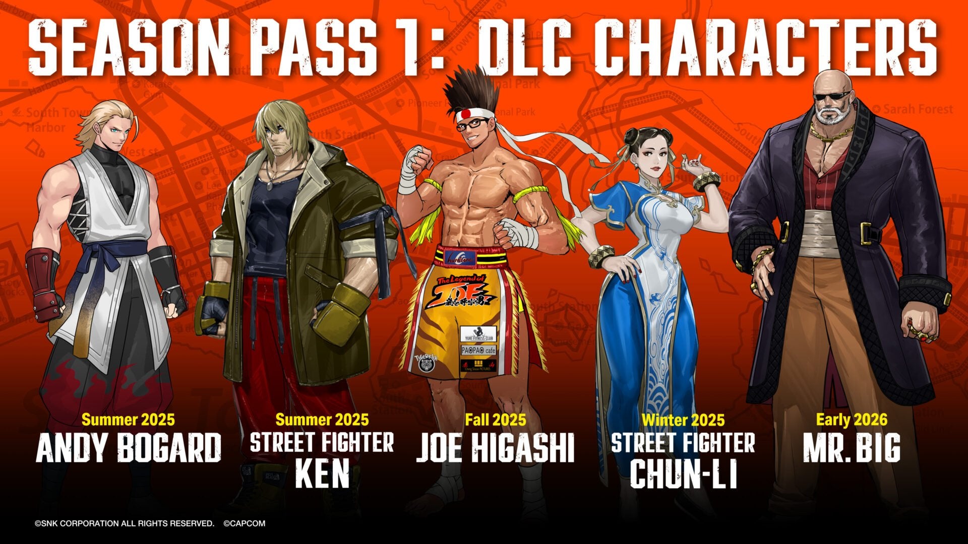 SNK desvela a todos los personajes del primer Pase de Temporada de Fatal Fury: City of the Wolves