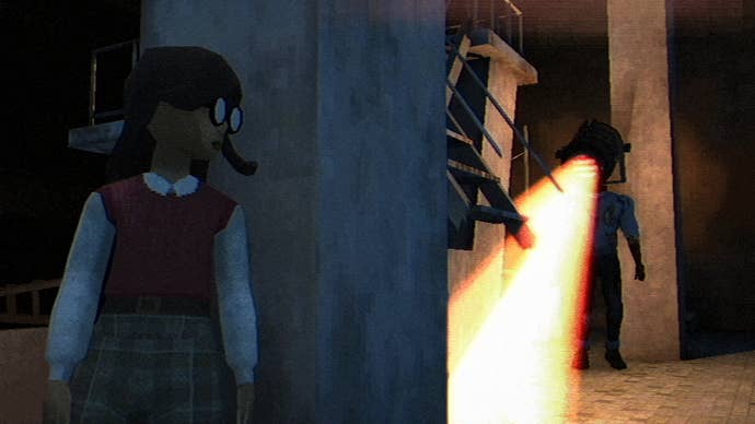 Vivian hides from an enemy, Spotlight Head, in Fear the Spotlight