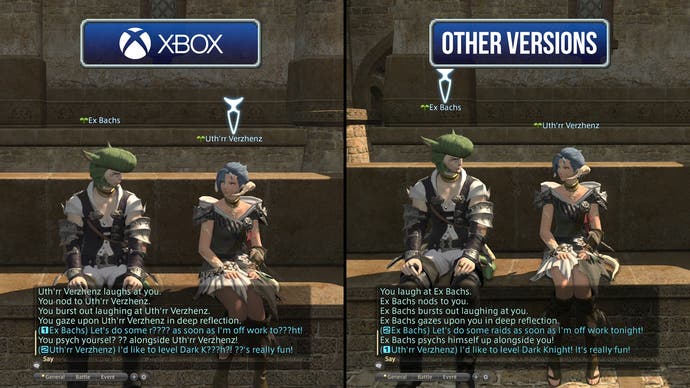  chat filter on xbox series x/s vs other versions