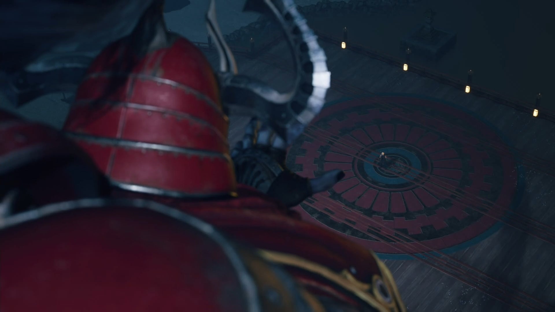 The eccentric swordsman looking down at Cloud in a Protorelic vision in Final Fantasy 7 Rebirth.