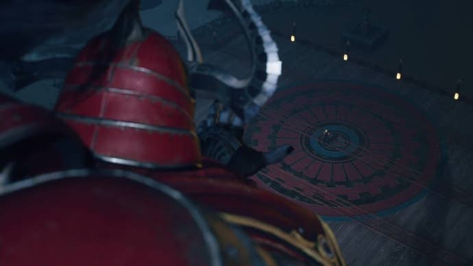 The eccentric swordsman looking down at Cloud in a Protorelic vision in Final Fantasy 7 Rebirth.