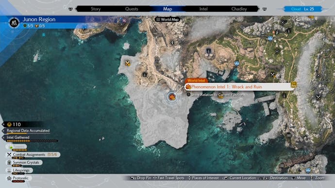 Map location of the Junon Protorelic in Final Fantasy 7 Rebirth.