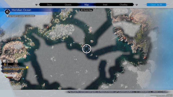 Map location of the Meridian Ocean Protorelic in Final Fantasy 7 Rebirth.