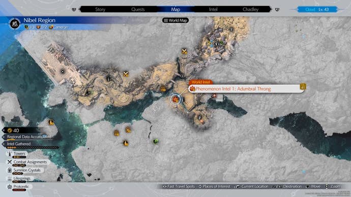 Map location of the Nibel Protorelic in Final Fantasy 7 Rebirth.