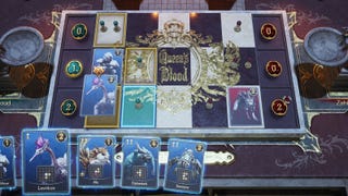 A playing board used for the Queen's Blood card mini-game in Final Fantasy 7 Rebirth.