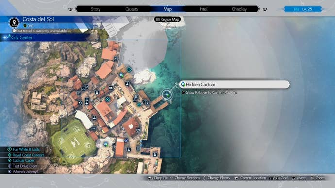 Map location of a hidden Cactuar location in Final Fantasy 7 Rebirth.