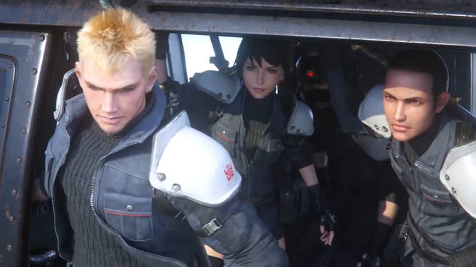 Three soldiers in Final Fantasy 7 The First Soldier