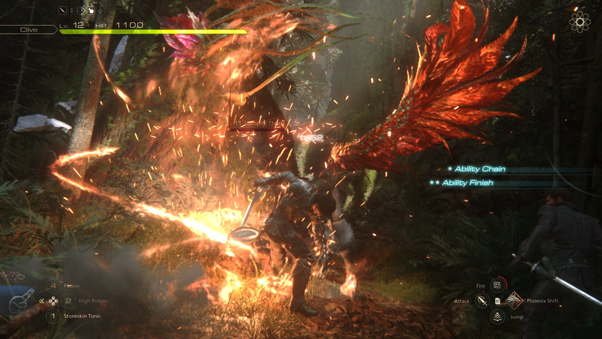 Unleashing a fiery Eikonic ability in Final Fantasy XVI. - 3