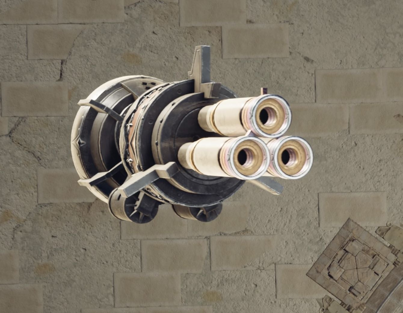 Barret&rsquo;s Vulcan Cannon weapon in Final Fantasy 7 Rebirth.