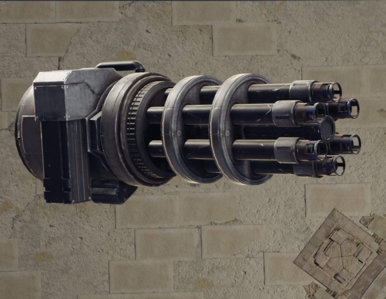 Barret&rsquo;s Gatling Gun weapon in Final Fantasy 7 Rebirth.