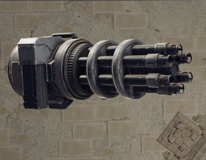 Barret's Gatling Gun weapon in Final Fantasy 7 Rebirth.