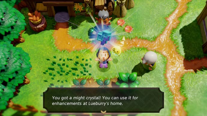 Zelda holding up a might crystal in Zelda Echoes of Wisdom.