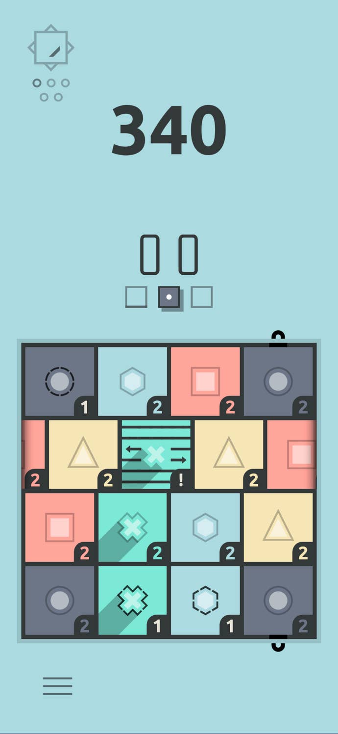 A Finity game board in action with a score of 340