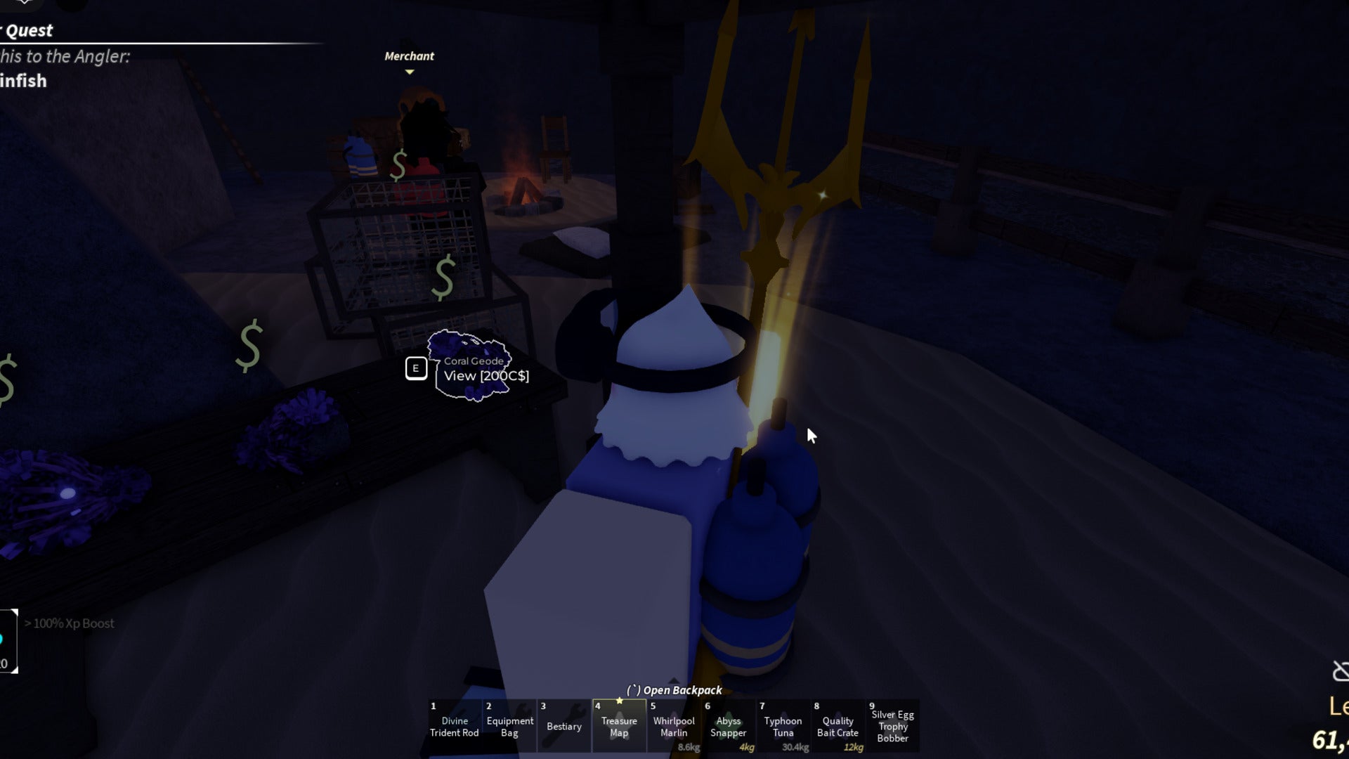 The player looks at a Coral Geode in the Desolate Pocket in Fisch - 3