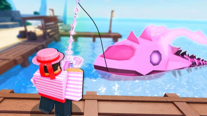 A player can be seen fishing up a Lovestorm Eel in Moosewood, in key artwork for Fisch