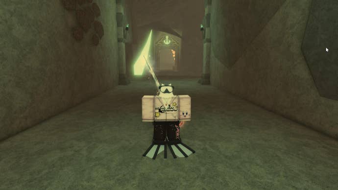 The player stands by the entrance to the Sunken Depths puzzle in Fisch’s Atlantis