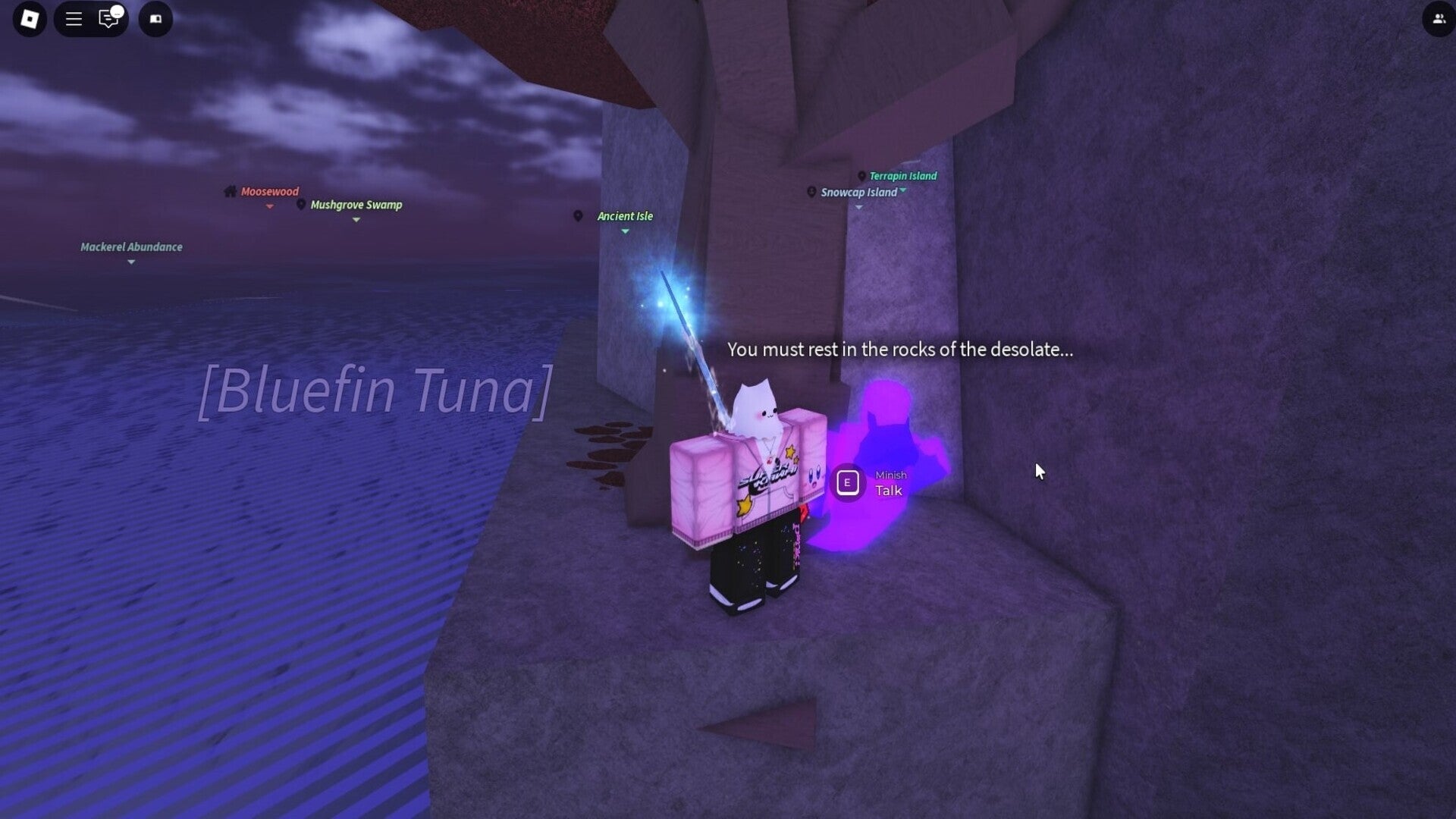 The player stands near Minish at Harvester's Spike in Fisch - 8