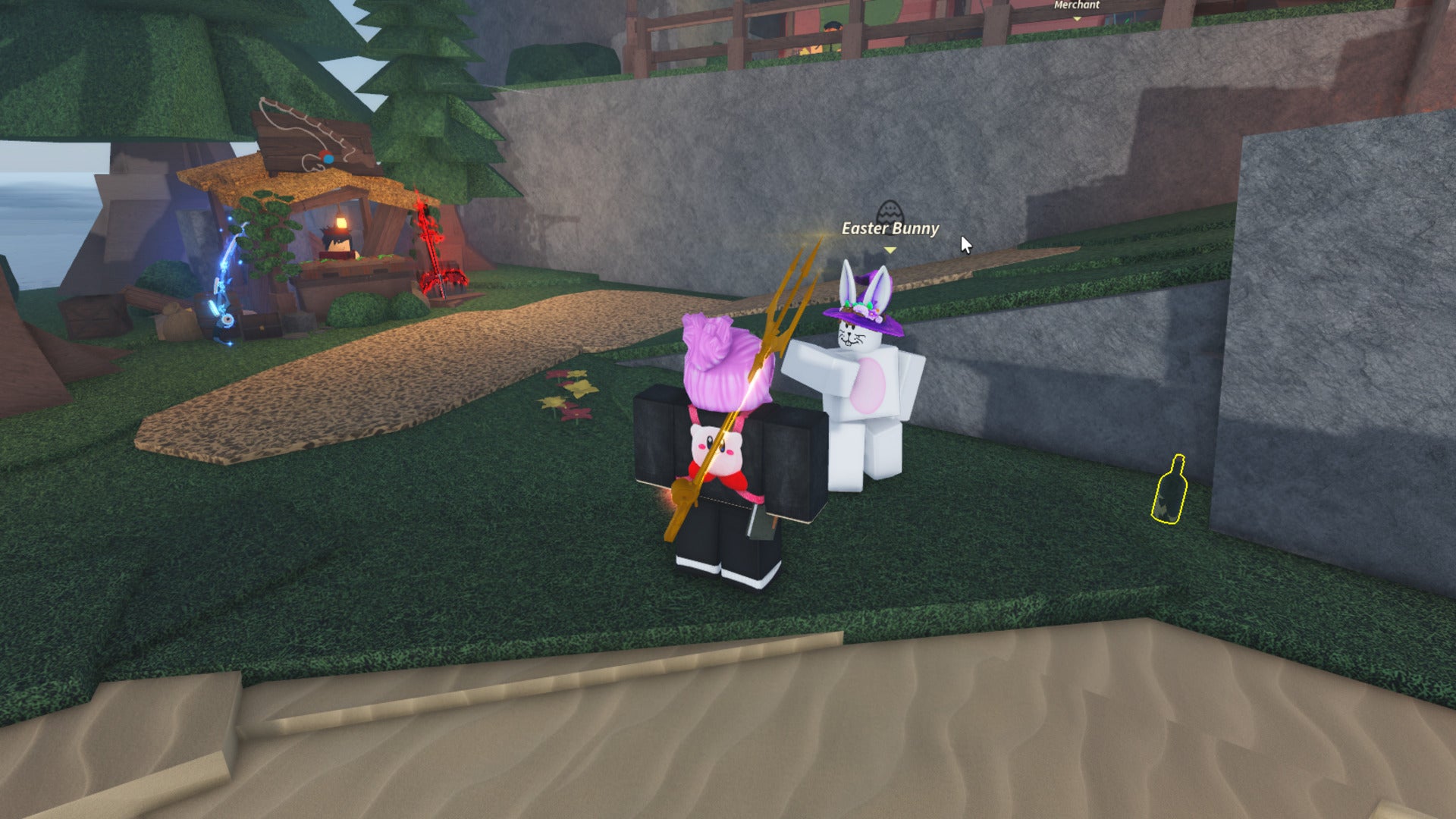 The player speaks to the Easter Bunny on Moosewood in Roblox's Fisch - 3