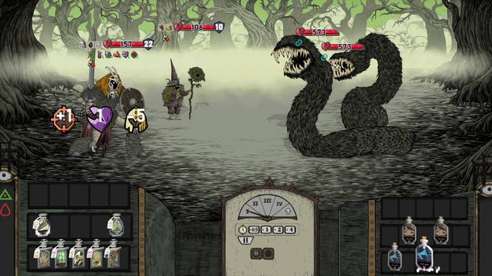 Dark phantasy homunculi bash turn-based conflict successful Flask.