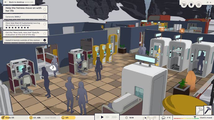 A close-up view of a busy service station in Flat Eye