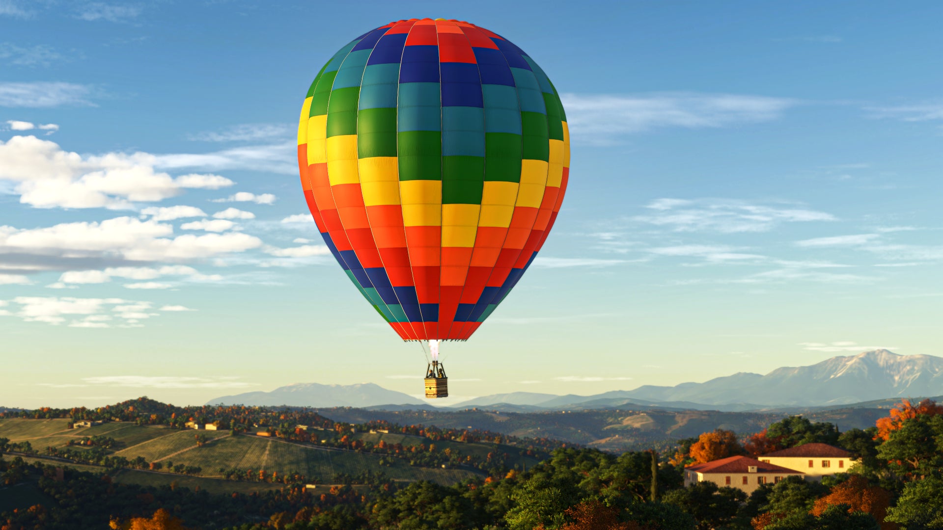 A hot air balloon in Microsoft Flight Sim 2024. - 1