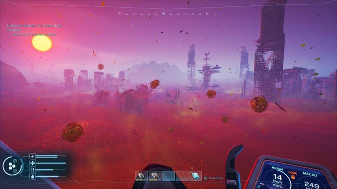 A sun sets over a toxic cloud sea in Forever Skies