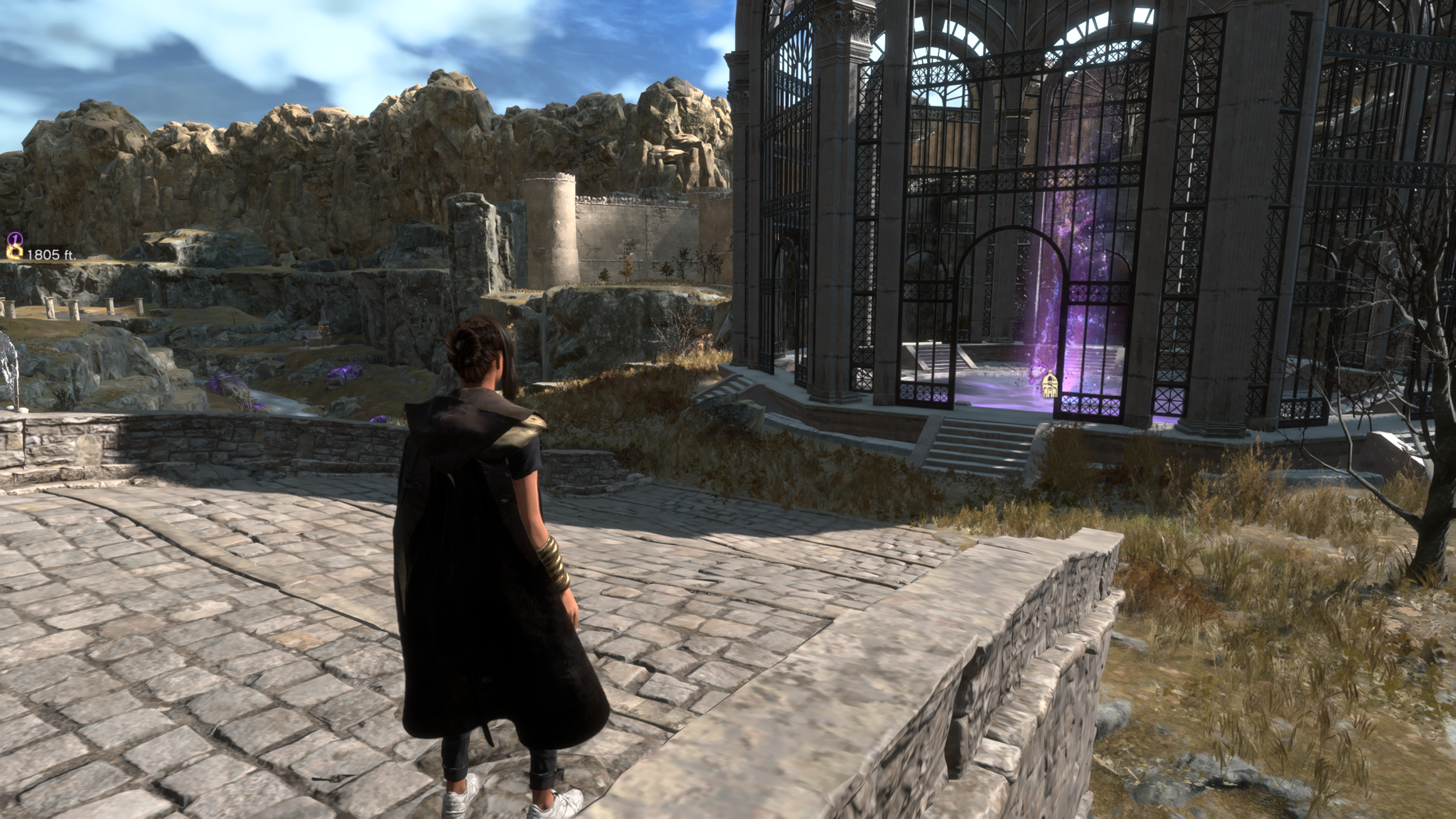 Forspoken&rsquo;s open world, as seen in Low quality.