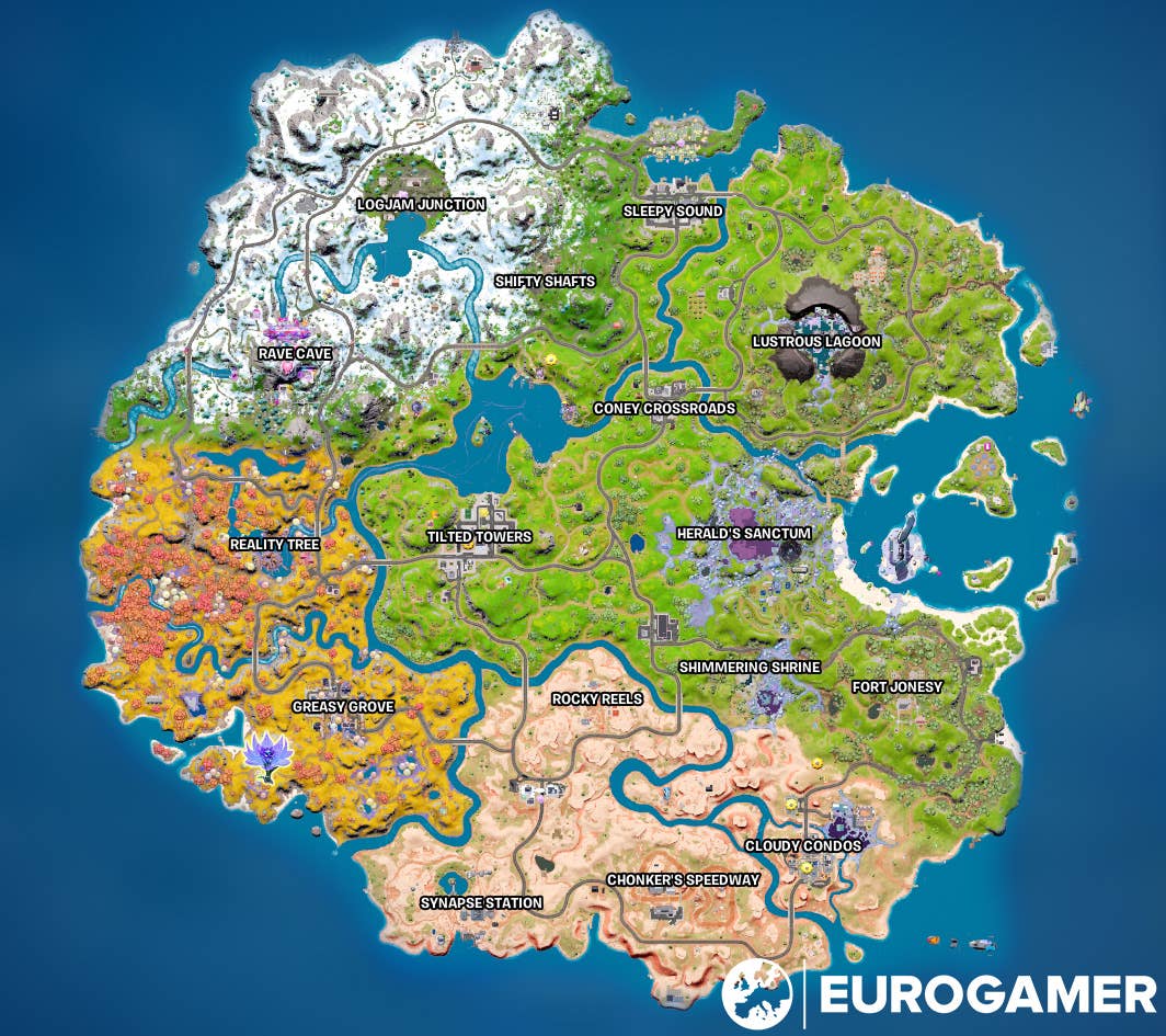 Fortnite Chapter 3 Season 4 map, named locations and landmarks ...