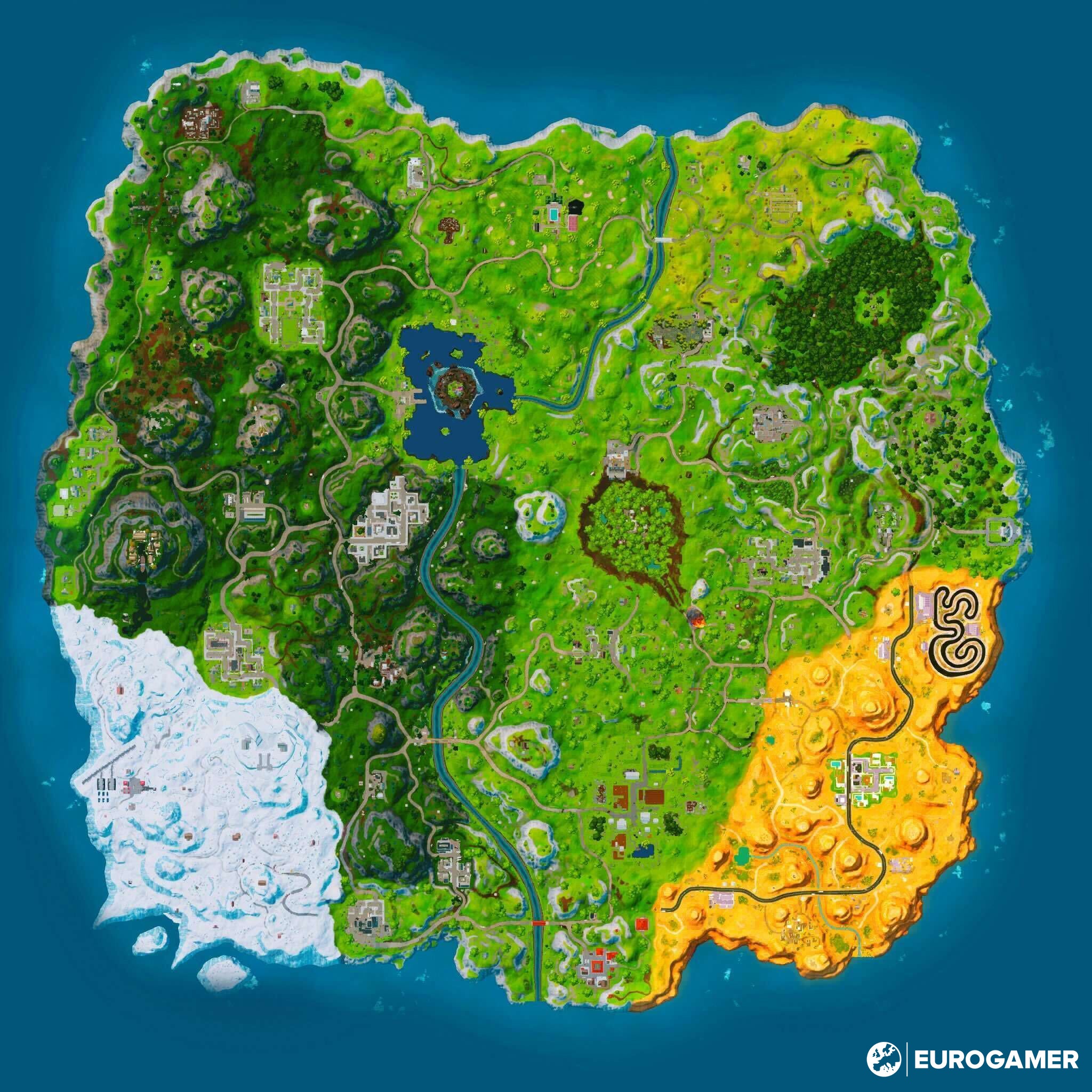 Fortnite OG map with snow