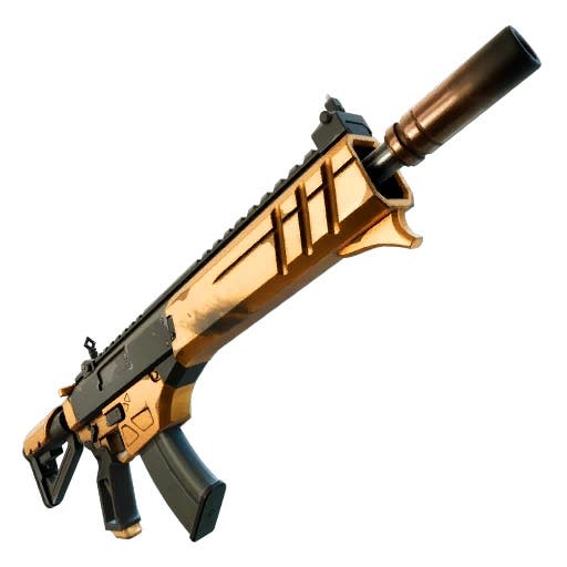 Menu view of the Warforged Assault Rifle weapon in Fortnite.