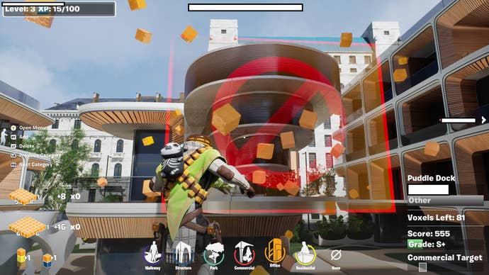 Fortnite Re:Imagine London screenshot showing a red stop sign where something can’t be positioned