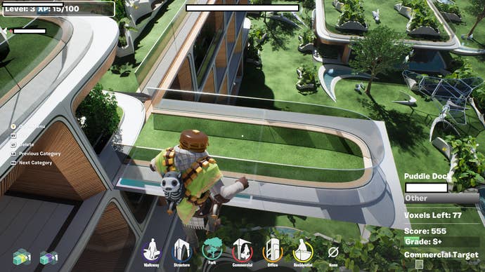 Fortnite Re:Imagine London screenshot showing gardens positioned on a roof