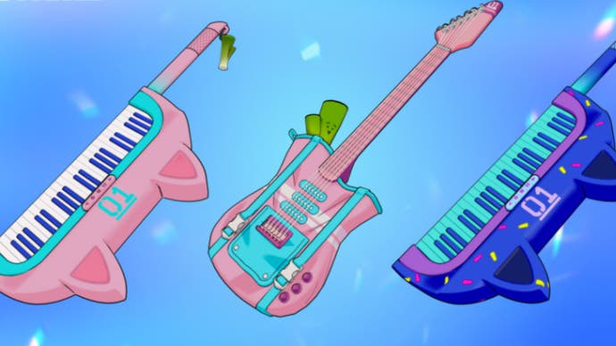 Fortnite hatsune miku themed keytar and guitars