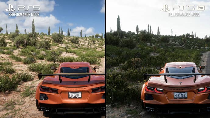 Forza Horizon 5 screenshot - PS5 vs PS5 Pro, showing desert