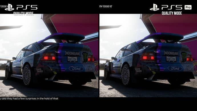 Forza Horizon 5 screenshot - PS5 vs PS5 Pro, showing self-reflections on PS5 Pro