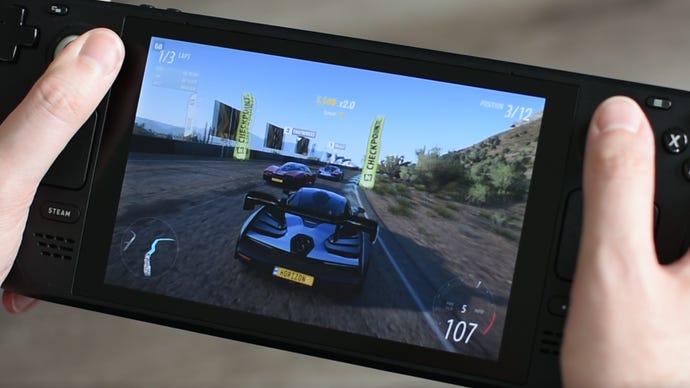 Forza Horizon 5 running on the Steam Deck.