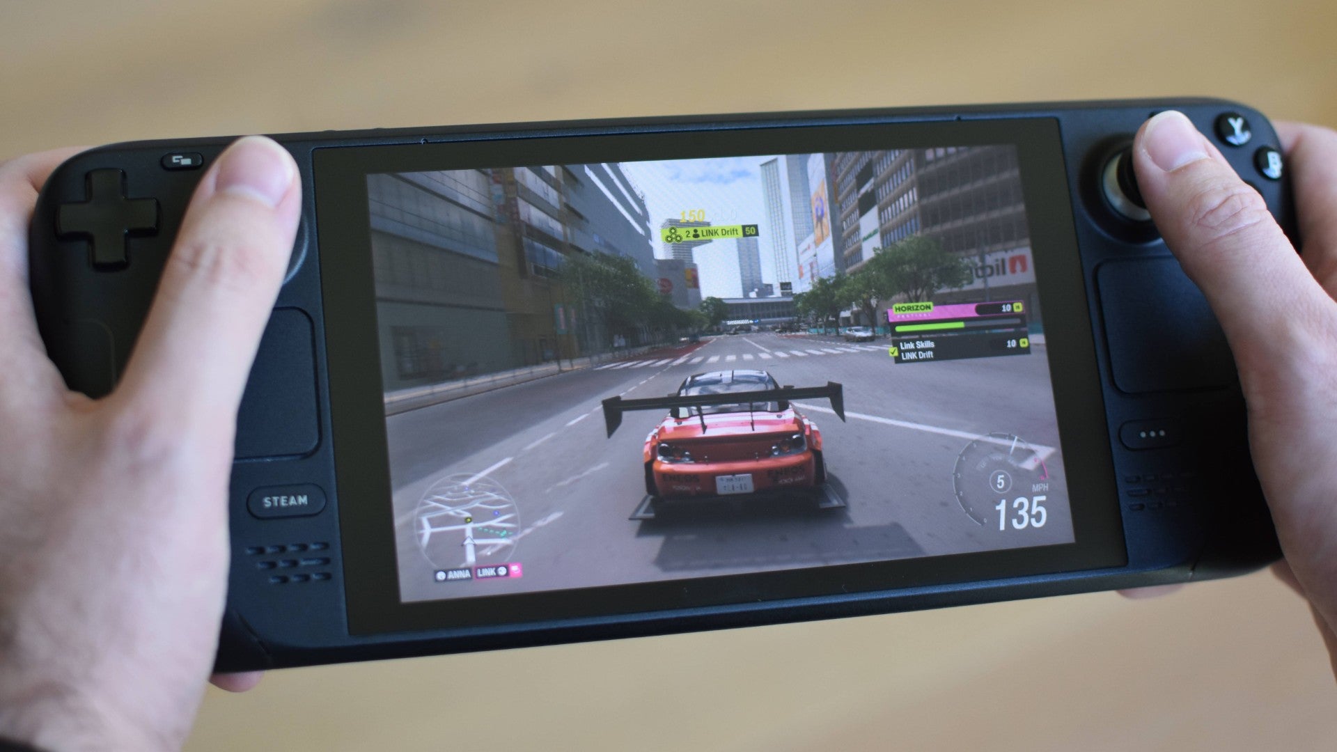 Forza Horizon 6 being played on a Steam Deck.