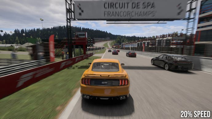 Cubemap details are repeated across all cars, so you'll see reflected gantries (as here in Spa) appear and disappear at the same time.