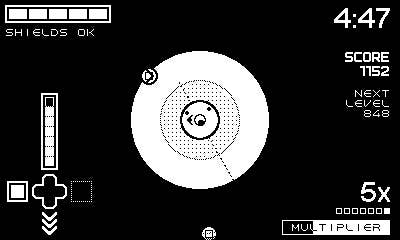 Action in Fulcrum Defender showing a shrinking playing field.