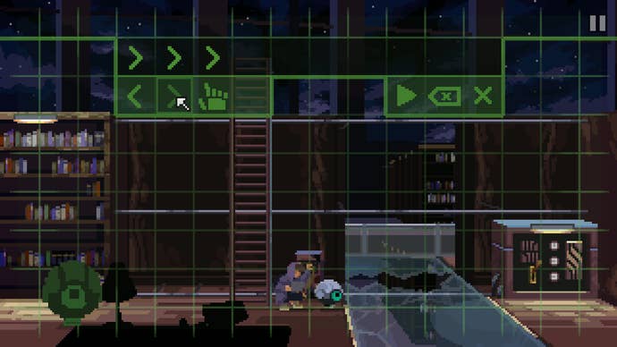 A boy programs a small robotic sphere to perform actions in a lab in Full Void