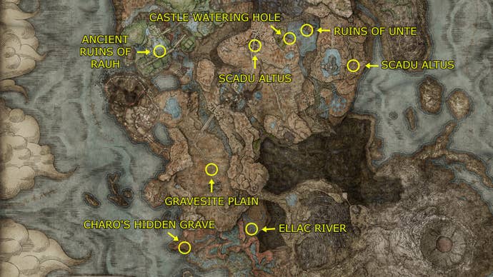 A map showing the location of all Furnace Golems in Elden Ring: Shadow Of The Erdtree.