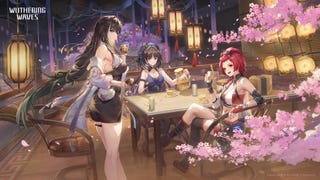 Baizhi, Yangyang and Chixia sharing a pot of tea in Wuthering Waves.